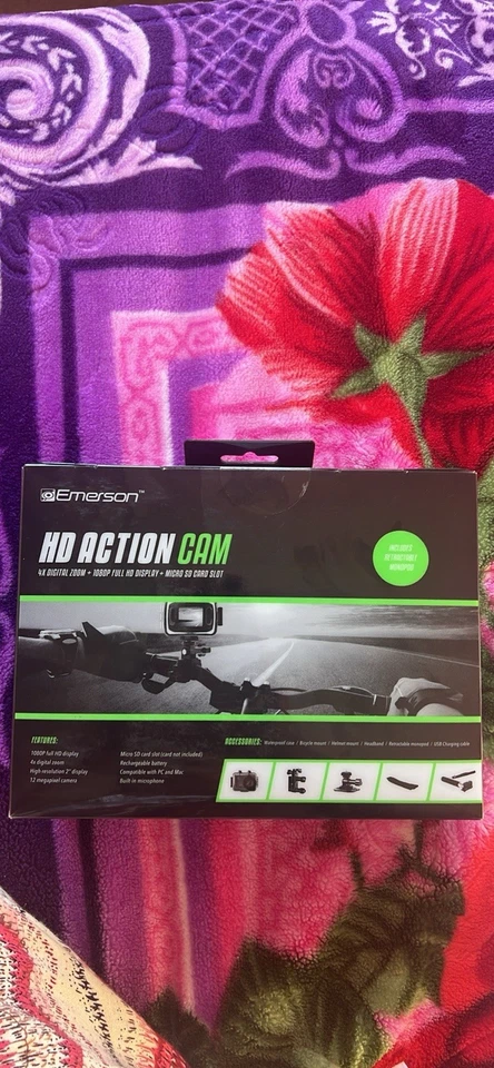RECHARGEABLE EMERSON HD ACTION CAMERA, 4X DIGITAL ZOOM, NEW SPORTS CAM - Image 3 of 4