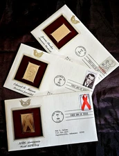 22kt Golden Replica 1st Day Issue U.S. Stamp~Misc Topics 1993 &1994 w/Info Cards