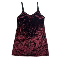 Y2K Burnout Crushed Velvet Burgundy Sz 4 Mini Slip Dress Whimsigoth Grunge Fairy