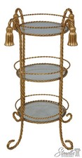 60350: Rope & Tassel Design Italian Gold Iron 3 Tier Occasional Table