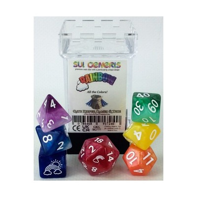 Gate Keeper Dice & Supplies Sui Generis Poly Set - Rainbow w/White (7) New