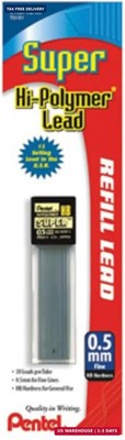 Pentel Super Hi-Polymer Lead Refill 0.5mm Fine, HB, 30 Pieces of Lead (C15BPHB-K