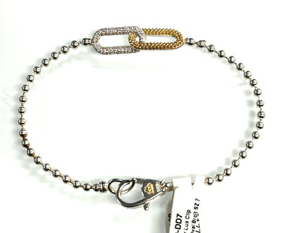 18k/SS LAGOS Caviar Lux-Clip Diamond Beaded Link Bracelet
