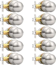 Probrico Round Brushed Nickel Passage Door Knobs Interior Door Handles for Hallw