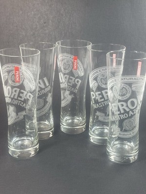 Peroni Nastro Azzurro Beer Glass Set 5 Pilsner Lager Glasses 16oz
