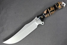 Busse Custom Tactical Tusk .215" Satin INFI, Black G10 G-rexed Mixed Wood Handle