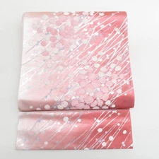 Japanese Kimono Fukuro Obi Silk Floral Pink 166.9inch Women's