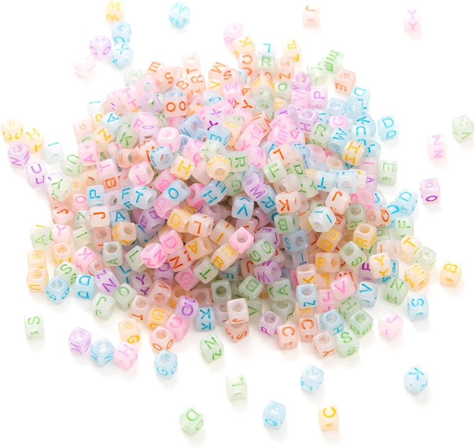 900pcs Glow Letter Beads 6x6mm Glow in The Dark UV Luminous Alphabet Beads for D - Image 3 of 4