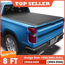 8ft Soft 4-fold Tonneau Cover For 2003-2026 Dodge Ram 1500 2500 3500 Truck Bed