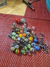 VINTAGE UV GLOW Mixed Cat Eye Galaxy MARBLES LOT OF 50 5/8"-11/16" 70