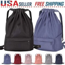 Waterproof Drawstring Bag Gym Bag String Bag Sackpack Cinch Shoulder Backpack US