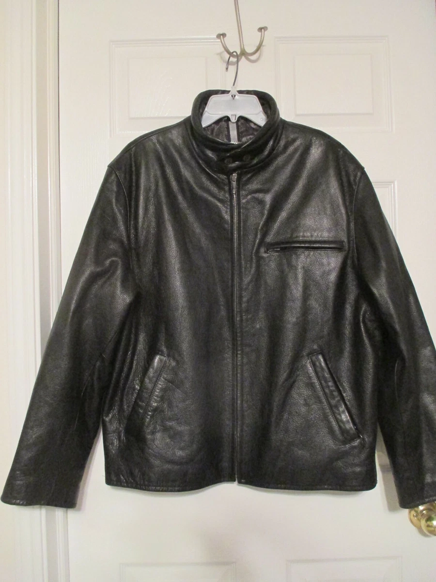 Guess 1981 Black Leather Jacket Size L Men HEAVY | eBay