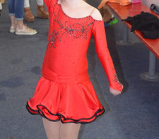 ice łyżwiarstwo czerwona swarovski Sukienka dziewczęca konkurs taniec Rozmiar S 5 - 8 lat