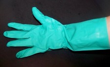 Lot 35 Pairs Green Rubber Cleaning Work Gloves 12.5", Sz 10, Women Med, Men Sm