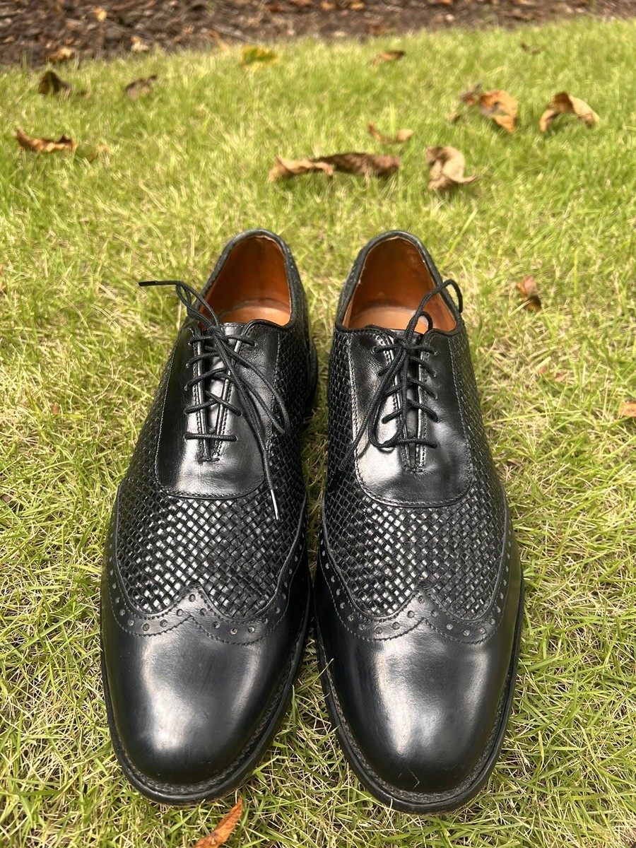 Men's Allen Edmonds Hampstead Black Woven Leather Wingtips 9.5 C