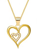 Halskette Gold Herz 925 18K Vergoldet Mit Zirkonia Damen AnhäNger Kette 45