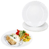 6X Speiseteller Arkona Opalglas 24Cm Weiß Ess-Teller Groß Beilagen-Platte