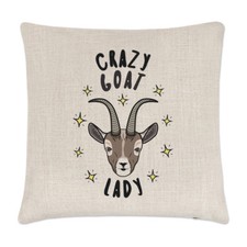 Crazy Goat Lady Stars Linen Cushion Cover Pillow - Funny Animal