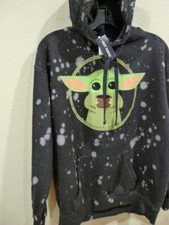 Star Wars Mad Engine Grogu Baby Yoda Hot Topic Distressed Hoodie Youth Med NWT