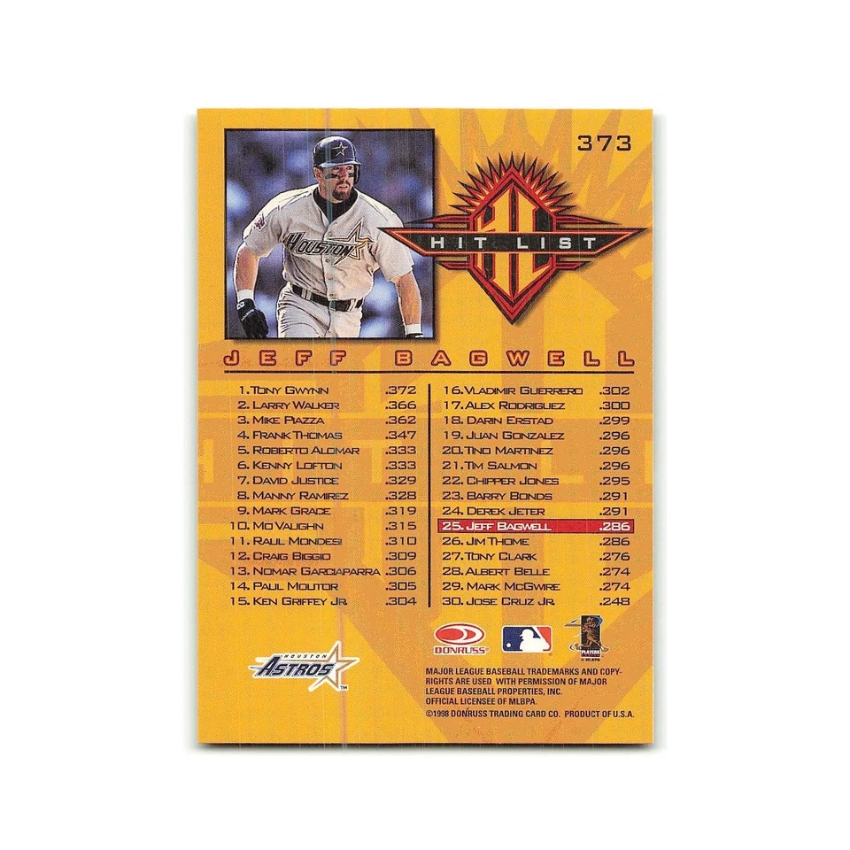 Jeff Bagwell 1998 Donruss #373 Houston Astros Baseball Card NM - Image 2 of 3