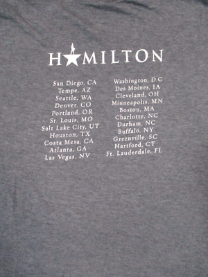 M blue HAMILTON musical RISE UP tour t-shirt by CREATIVE GOODS
