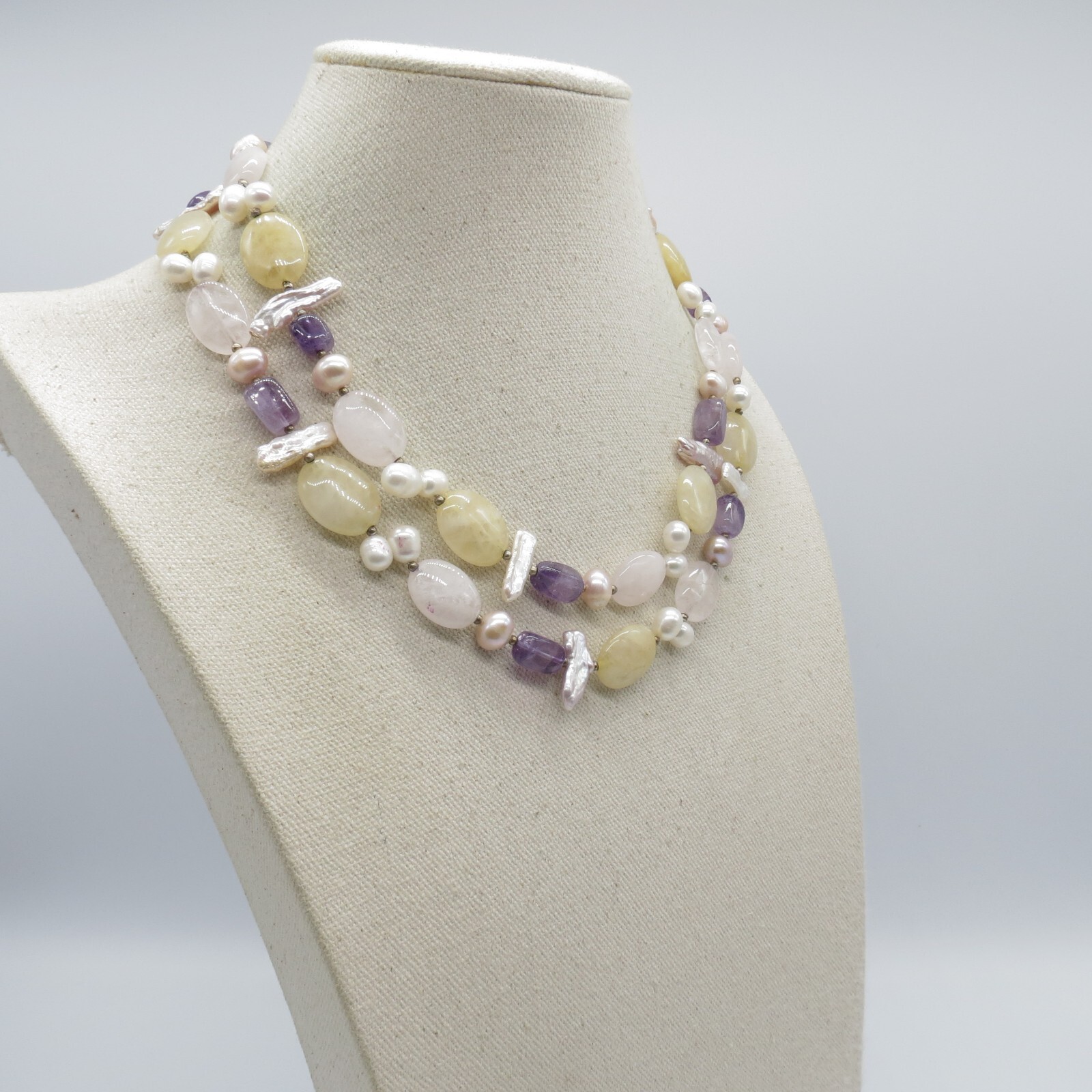 Assorted Gemstone Statement Necklace Amethyst, Ro… - image 5