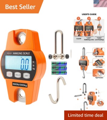 Digital Hanging Scale 660 LB - Waterproof, Precision Tool for Luggage & Fishing