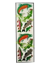 HAMBLY STUDIOS PRISMATIC GLITTER STICKERS FISH FISHING COLLECTIBLE VINTAGE RARE.