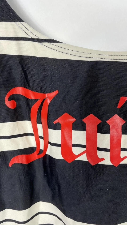 Traje de baño para mujer Juicy Couture Beach Royalty 1 pieza rayas negro talla XL. Foto 4 de 4