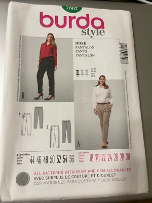 Burda Style Pattern 7007 Womens Trouser Pants w/Trim Options  Sz 18- 30