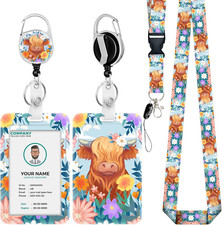 Highland Cow ID Badge Holder with Lanyard, Lanyards for ID Badges, Badge Reels R