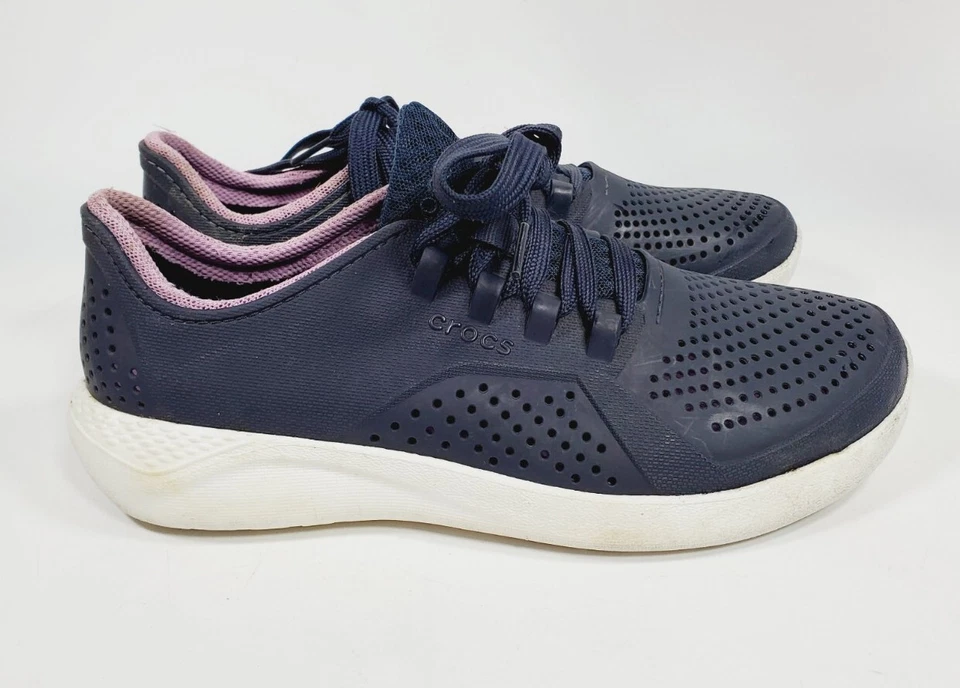 Women's Crocs Sneakers 205234 Blue Purole Size W7 - Image 4 of 4