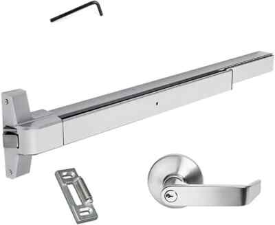 Dynasty Hardware Push Bar Panic Exit Device w/Exterior Lever Emergency Exit Door