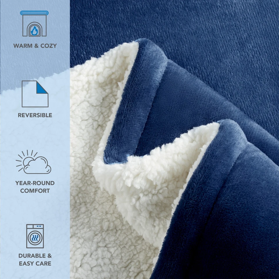 Host & Home Plush Sherpa Blanket, 2-Sided, Size & Color Options, Plush Velvet - Image 3 of 4