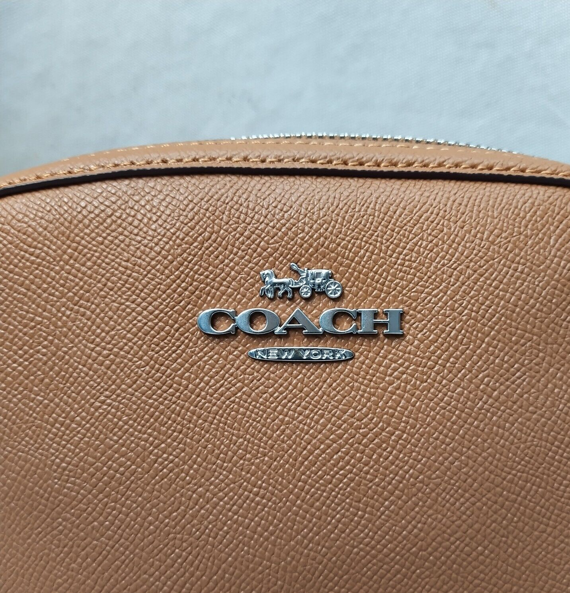 Coach Madi Light Saddle Brown Crossgrain Leather Zipper Crossbody