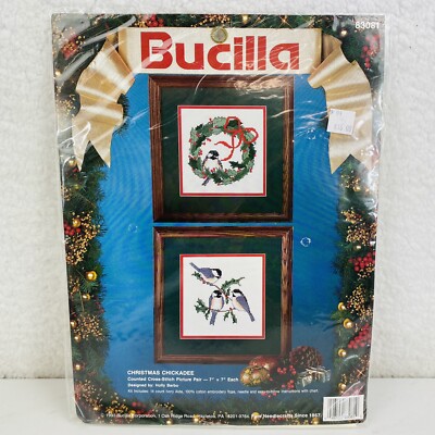 Bucilla CHRISTMAS CHICKADEE Christmas Birds Cross Stich  Kit #83081 NEW