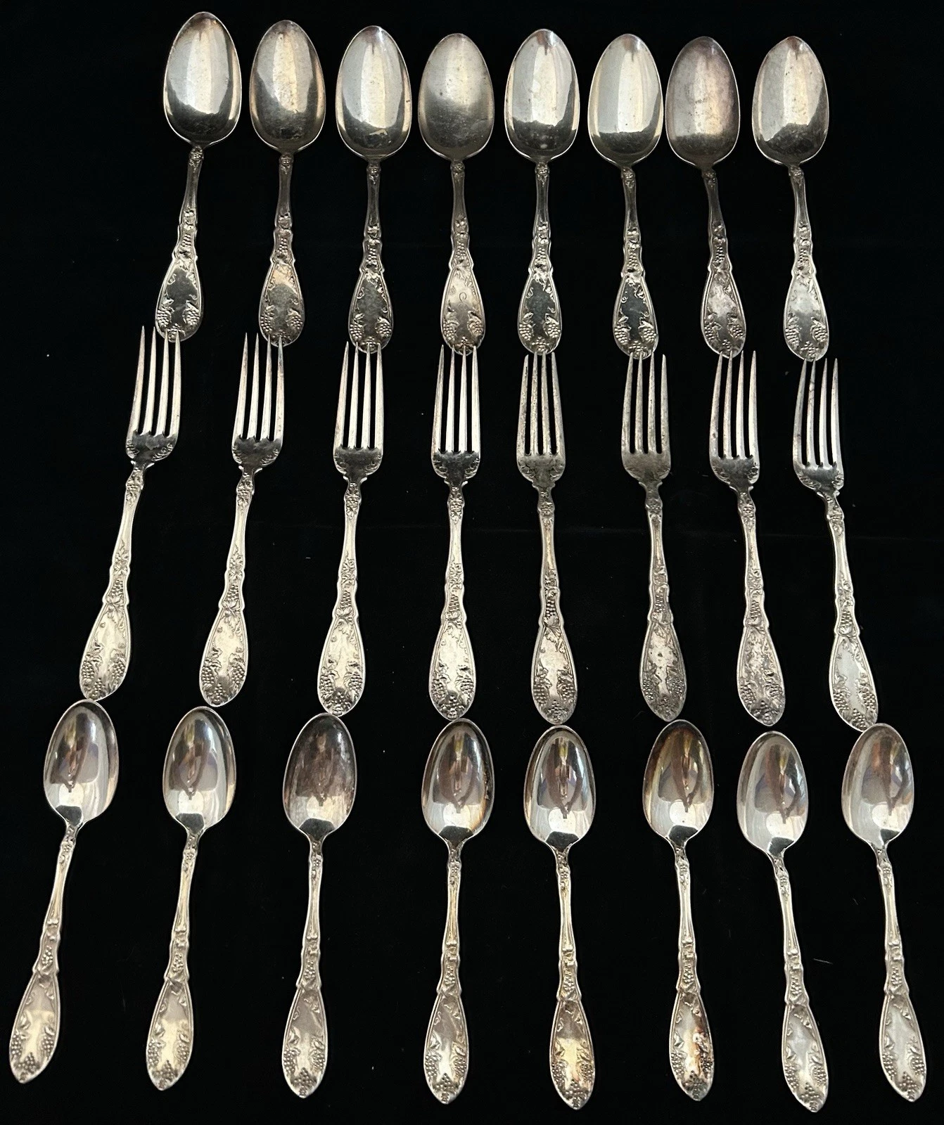 La Vigne, WM Roger’s 8 Dinner Forks, 8 Tea Spoons, & 8 Serving Spoons