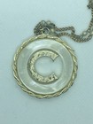 Vintage Gold-Tone and Faux Pearl BSK B.S.K. Initial Letter C Pendant Necklace — photo 8