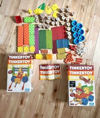 2x Vintage 1983 TinkerToy Sets #440 & #550 w/ Idea Book + Motor - Image 1 of 4