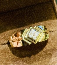 9ct Gold Solid Diamond Gents Ring 