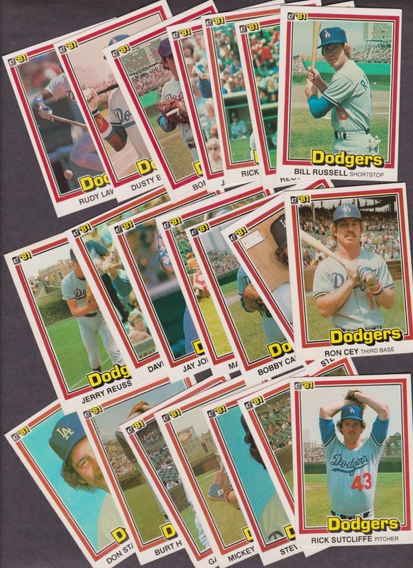 1981 Donruss Baseball Card Lot of 21 Different Los Angeles Dodgers NM Avg
