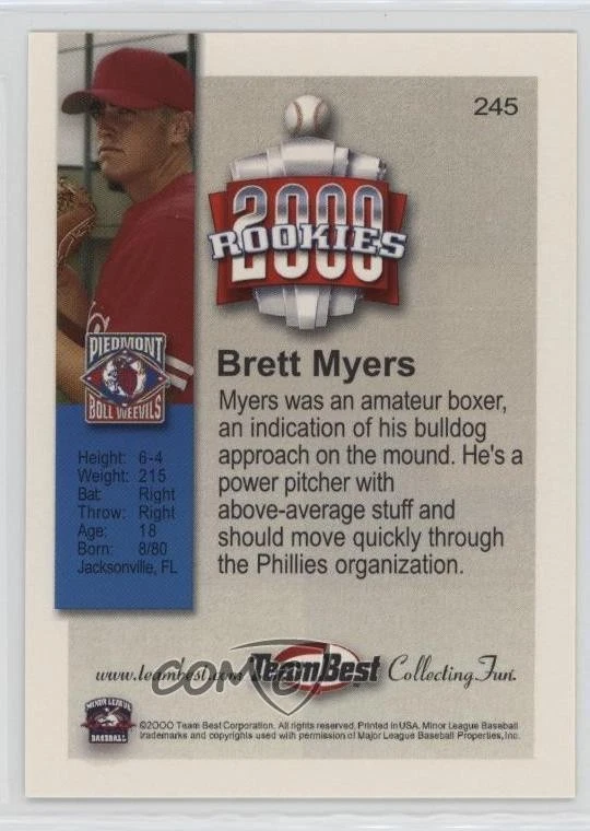 2000 Team Best Rookies Brett Myers #245 RC - Image 2 of 2