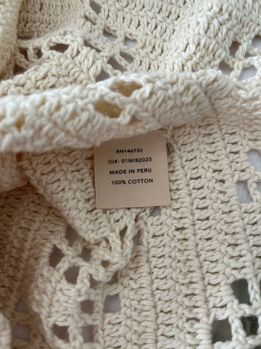 MIRTH Madrid Crochet Tunic Natural Beige One Size Cotton Long Sleeve NWT - Picture 8 of 8