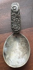 FANTASTIC VTG WEIDLICH STERLING SILVER BABY SPOON FLORAL PATTERN BENT HANDLE