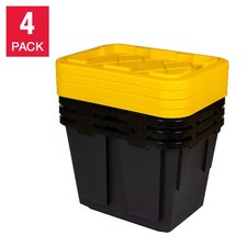 12 Gallon Plastic Storage Container Bin, 4-Pack, Heavy Duty, Lids, Greenmade NEW