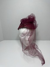 Birdcage Net Veil Bridal Hats Funeral Fascinator Burgundy Red