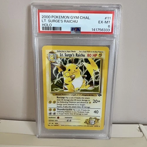 PSA 6 Lt Surge’s Raichu  11/132 Gym Challenge 2000 Pokémon Holo