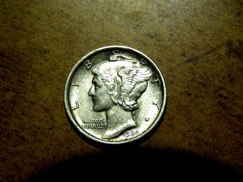 High Grade AU Better Date Problem FREE 1924-P Mercury Silver Dime DF3