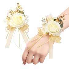 Rose Wrist Corsage and Boutonniere Set Artificial Corsage Wristlet Bracelet f...