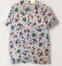 VTG One Piece Boys Jumpsuit Romper Bear Beach 12 Months Colorful Snaps 1996